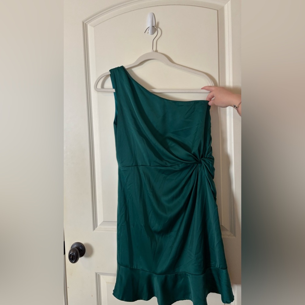 Green One Shoulder Mini Dress